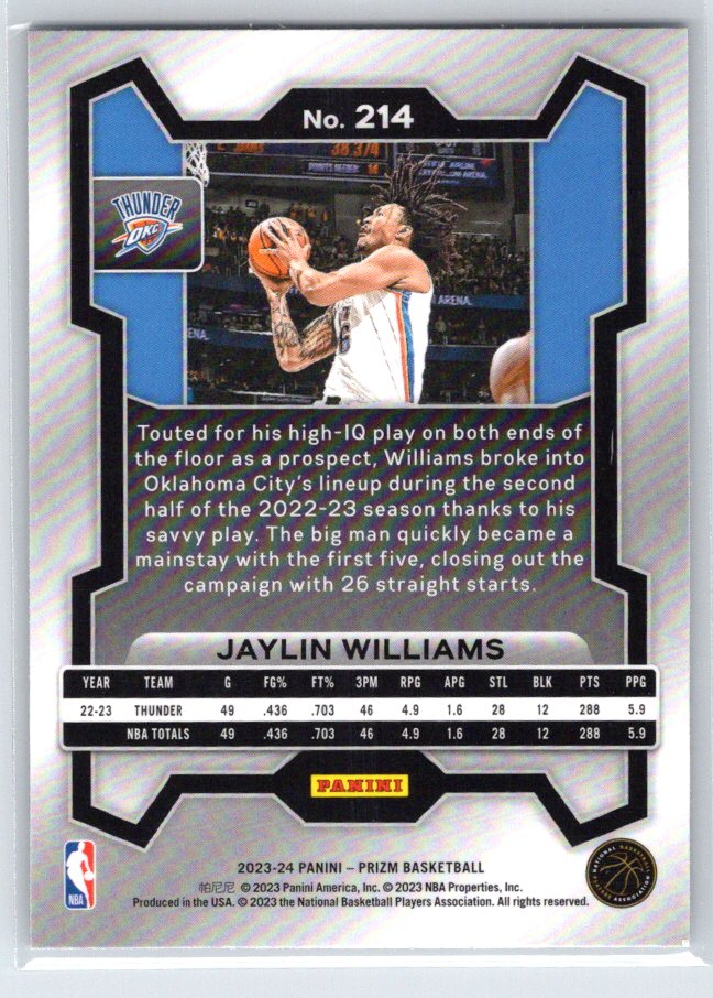2023-24 Panini Prizm #214 Jaylin Williams