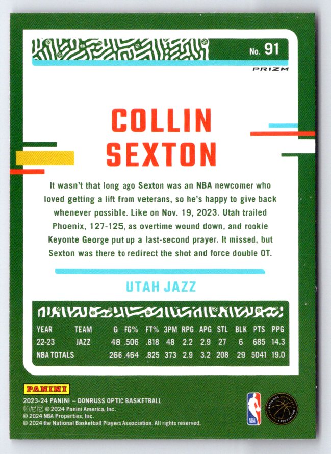 2023-24 Donruss Optic #91 Collin Sexton