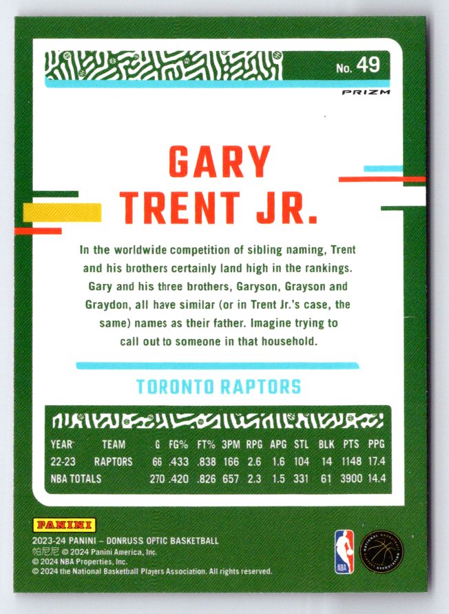 2023-24 Donruss Optic #49 Gary Trent Jr.