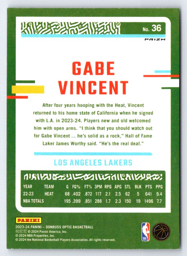 2023-24 Donruss Optic #36 Gabe Vincent