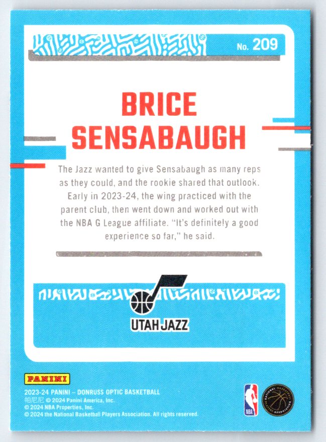 2023-24 Donruss Optic #209 Brice Sensabaugh RC Rookie