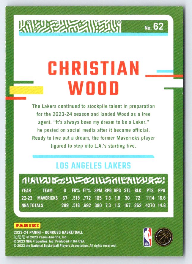2023-24 Donruss #62 Christian Wood