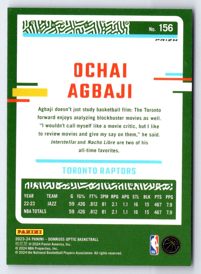 2023-24 Donruss Optic #156 Ochai Agbaji