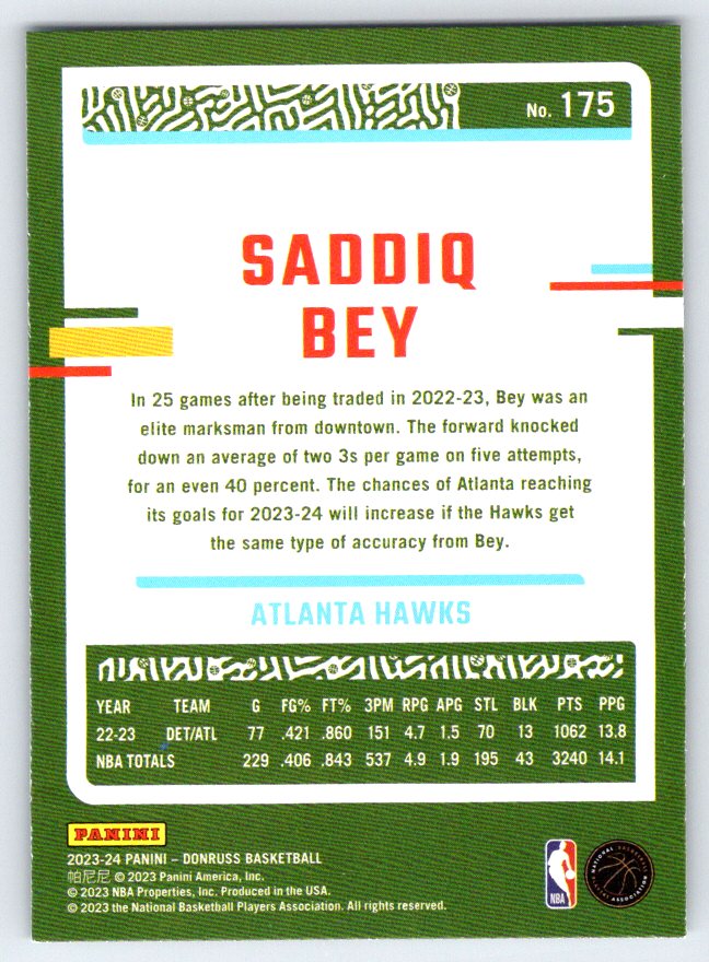 2023-24 Donruss #175 Saddiq Bey