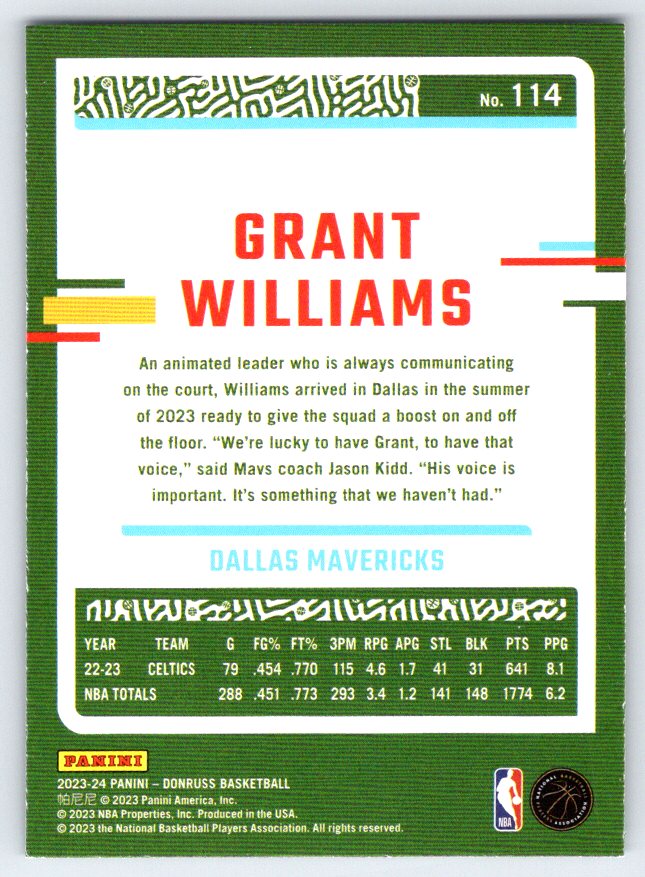 2023-24 Donruss #114 Grant Williams