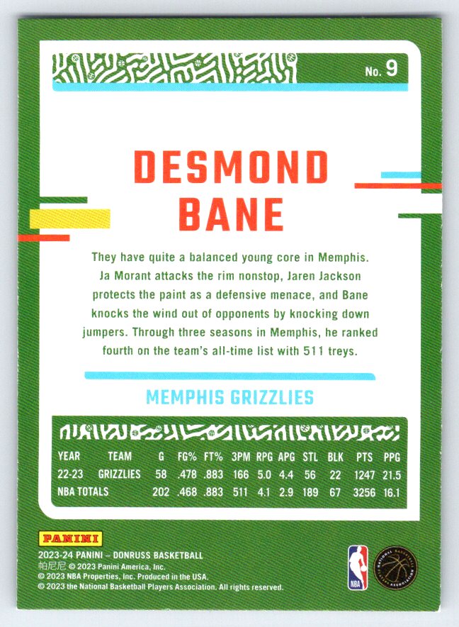 2023-24 Donruss #9 Desmond Bane