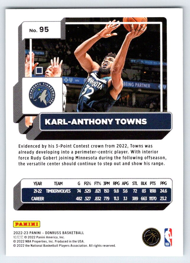 2022-23 Donruss #95 Karl-Anthony Towns