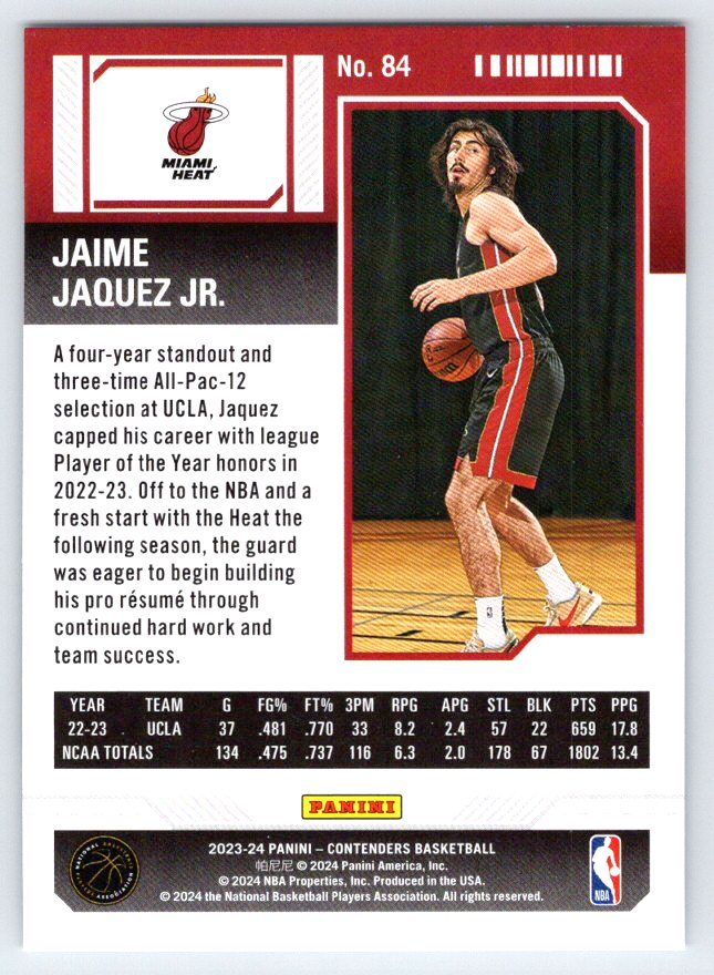 2023-24 Panini Contenders #84 Jaime Jaquez Jr. RC Rookie