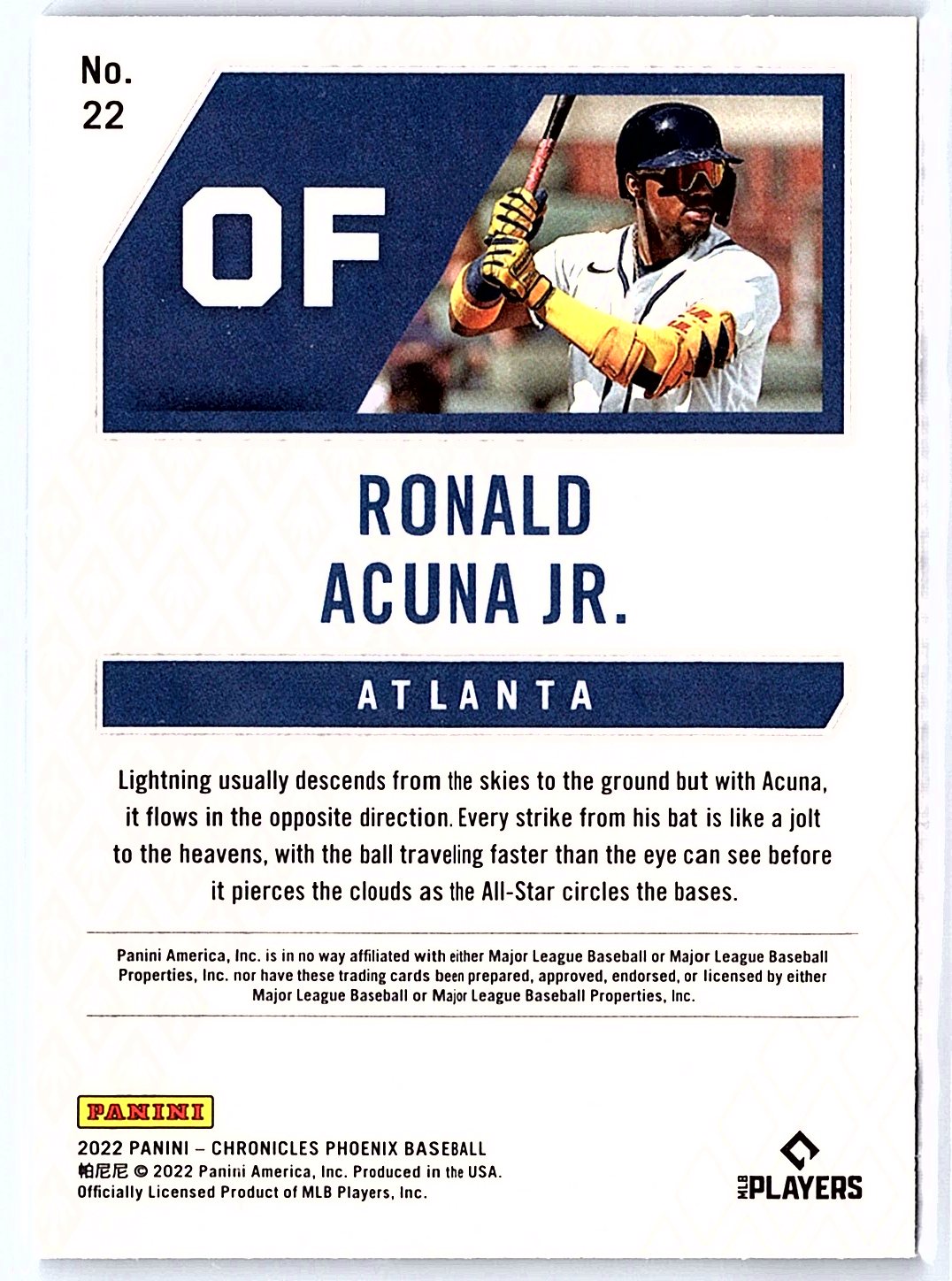2022 Panini Chronicles #22 Ronald Acuna Jr. Phoenix