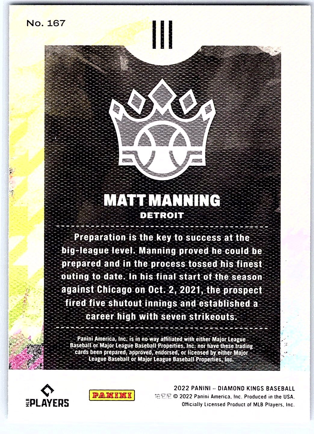 2022 Panini Diamond Kings #167 Matt Manning