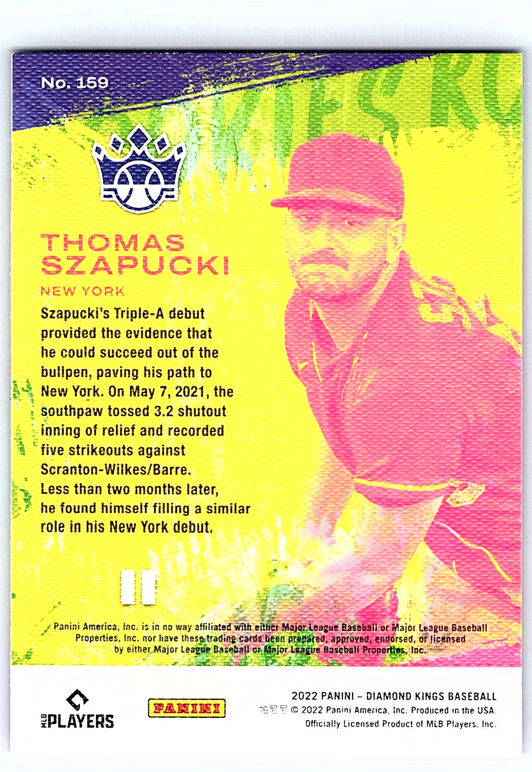 2022 Panini Diamond Kings #159 Thomas Szapucki