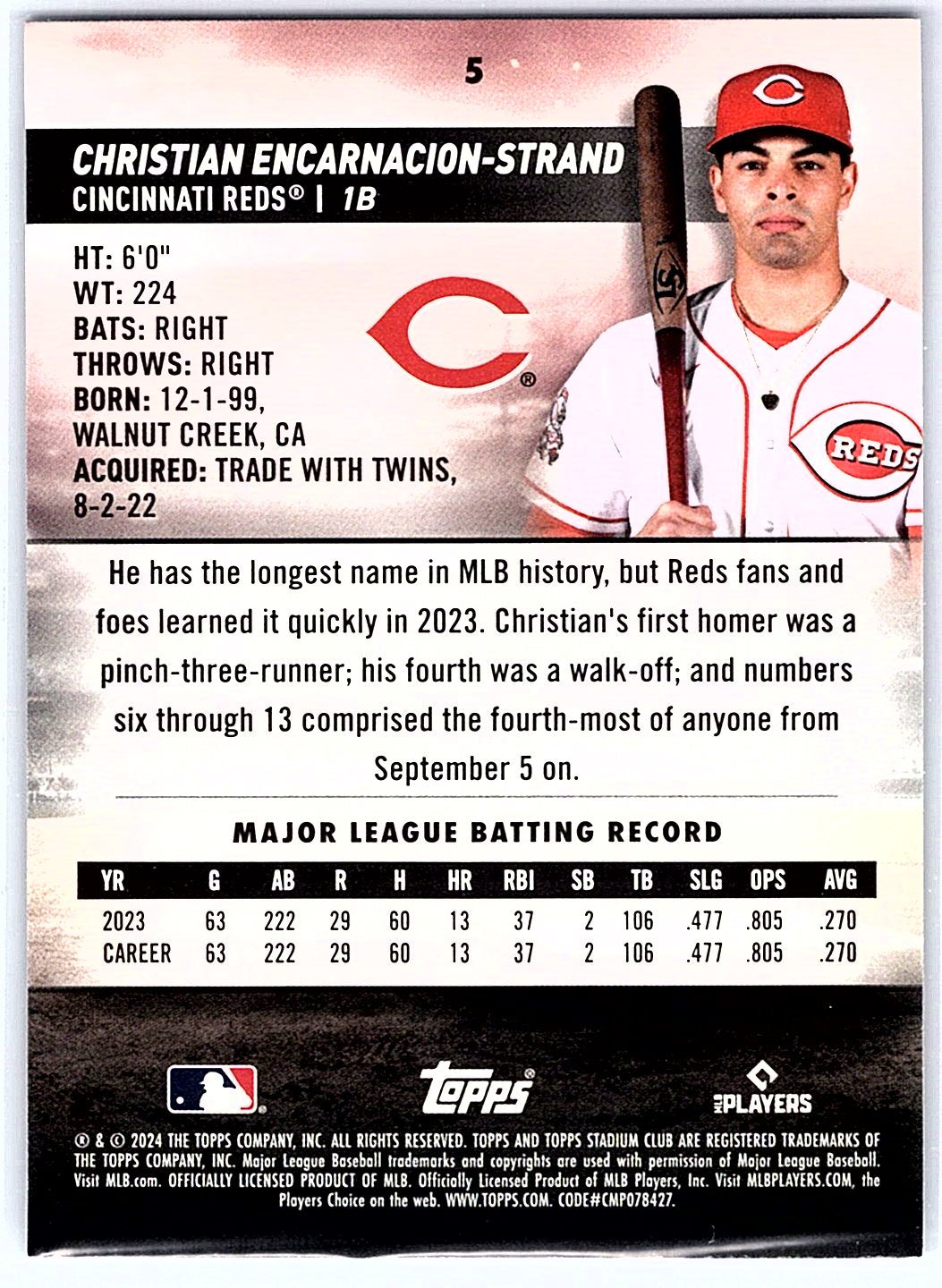 2024 Stadium Club #5 Christian Encarnacion-Strand