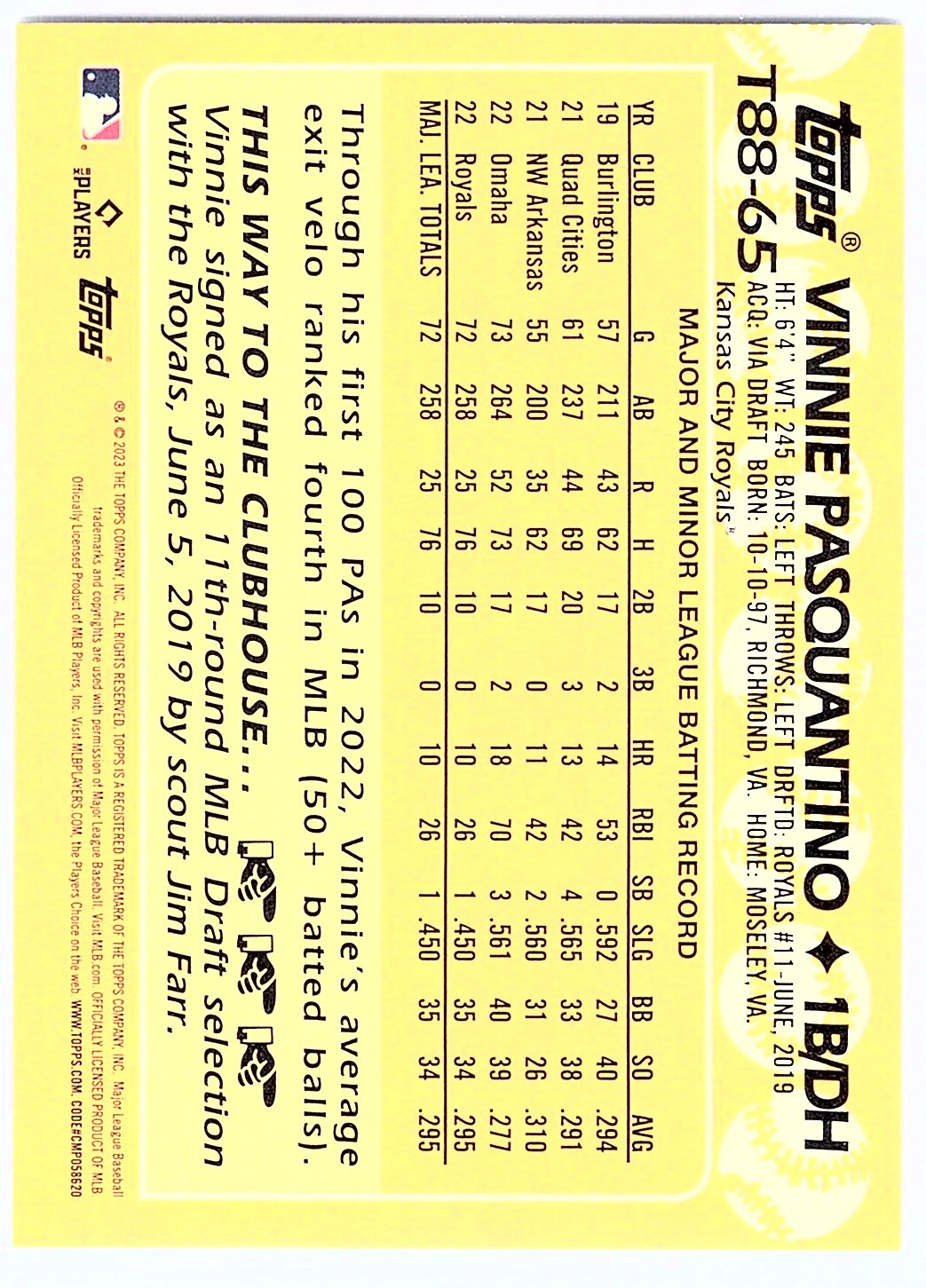 2023 Topps #T88-65 Vinnie Pasquantino