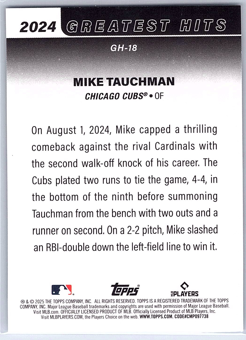 2025 Topps #GH-18 Mike Tauchman