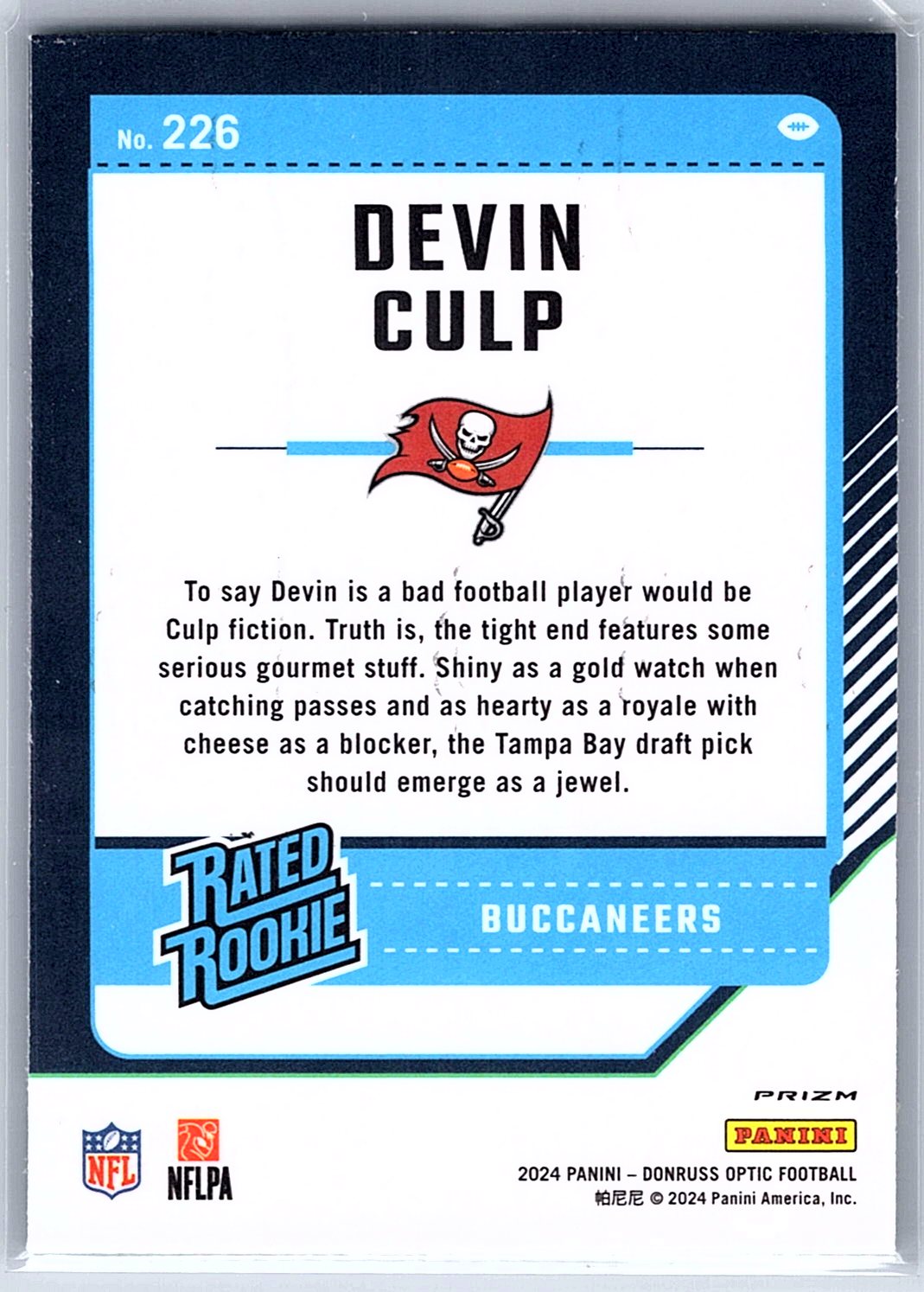2024 Donruss Optic Devin Culp #226 Tampa Bay Buccaneers