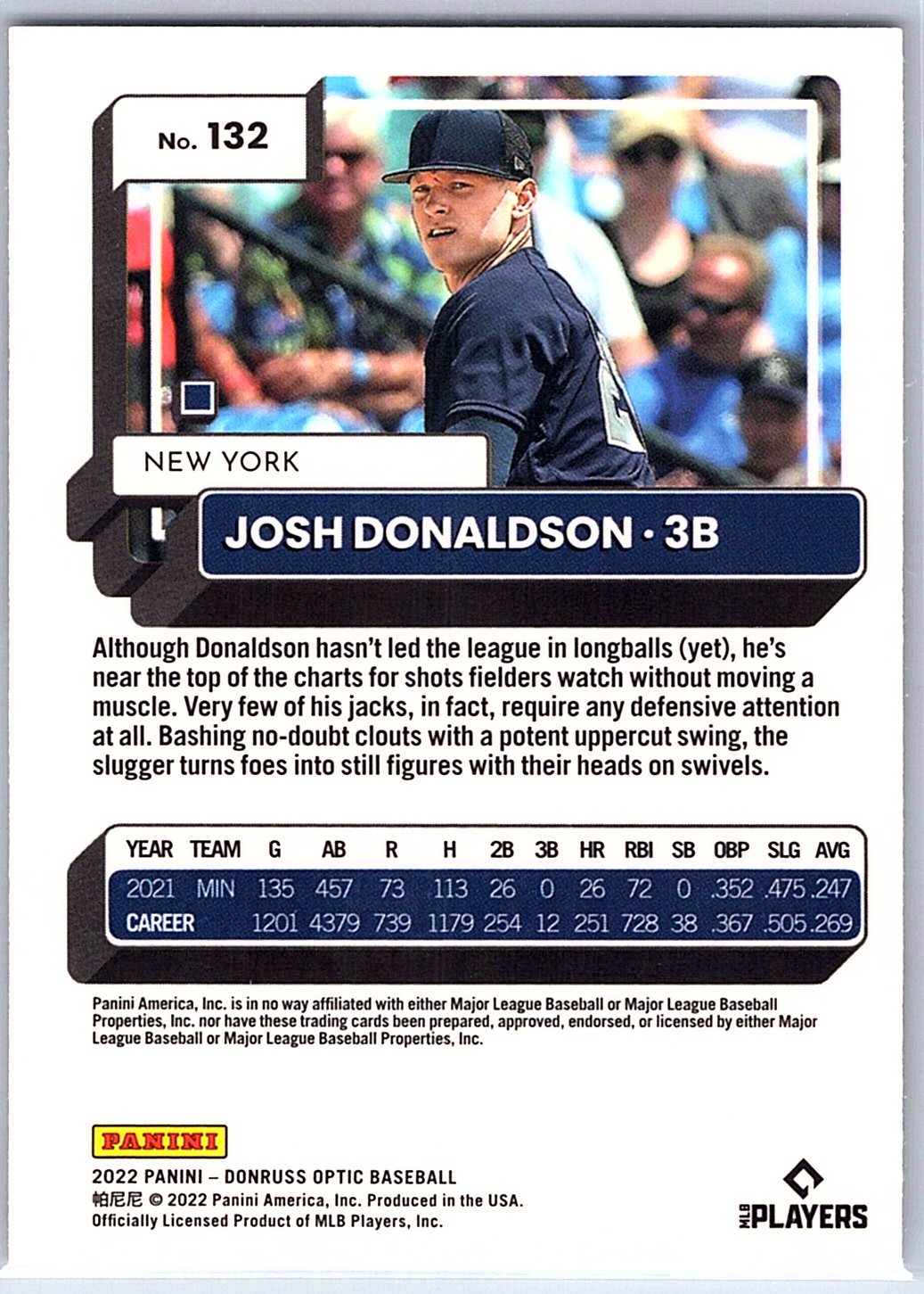 2022 Donruss Optic #132 Josh Donaldson