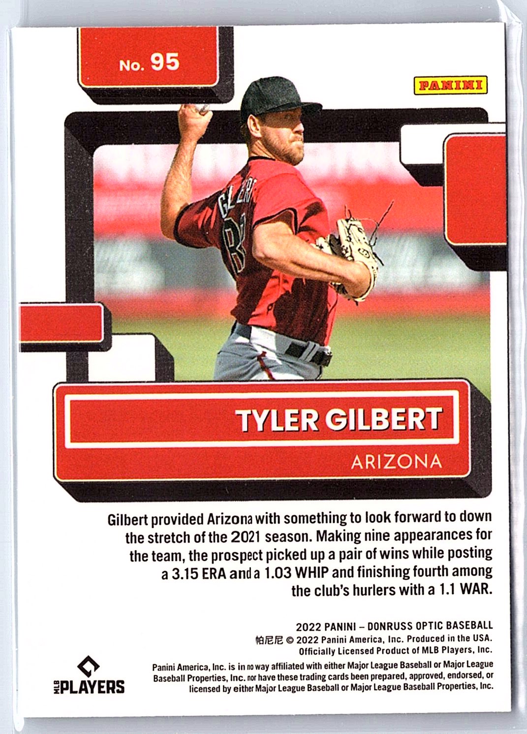 2022 Donruss Optic #95 Tyler Gilbert RC Rookie