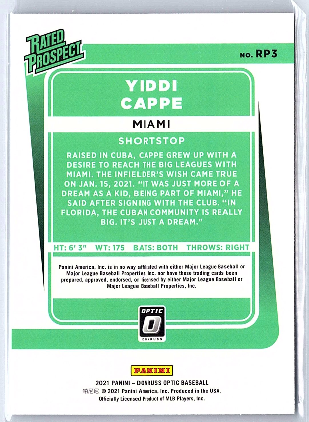 2021 Donruss Optic #RP3 Yiddi Cappe