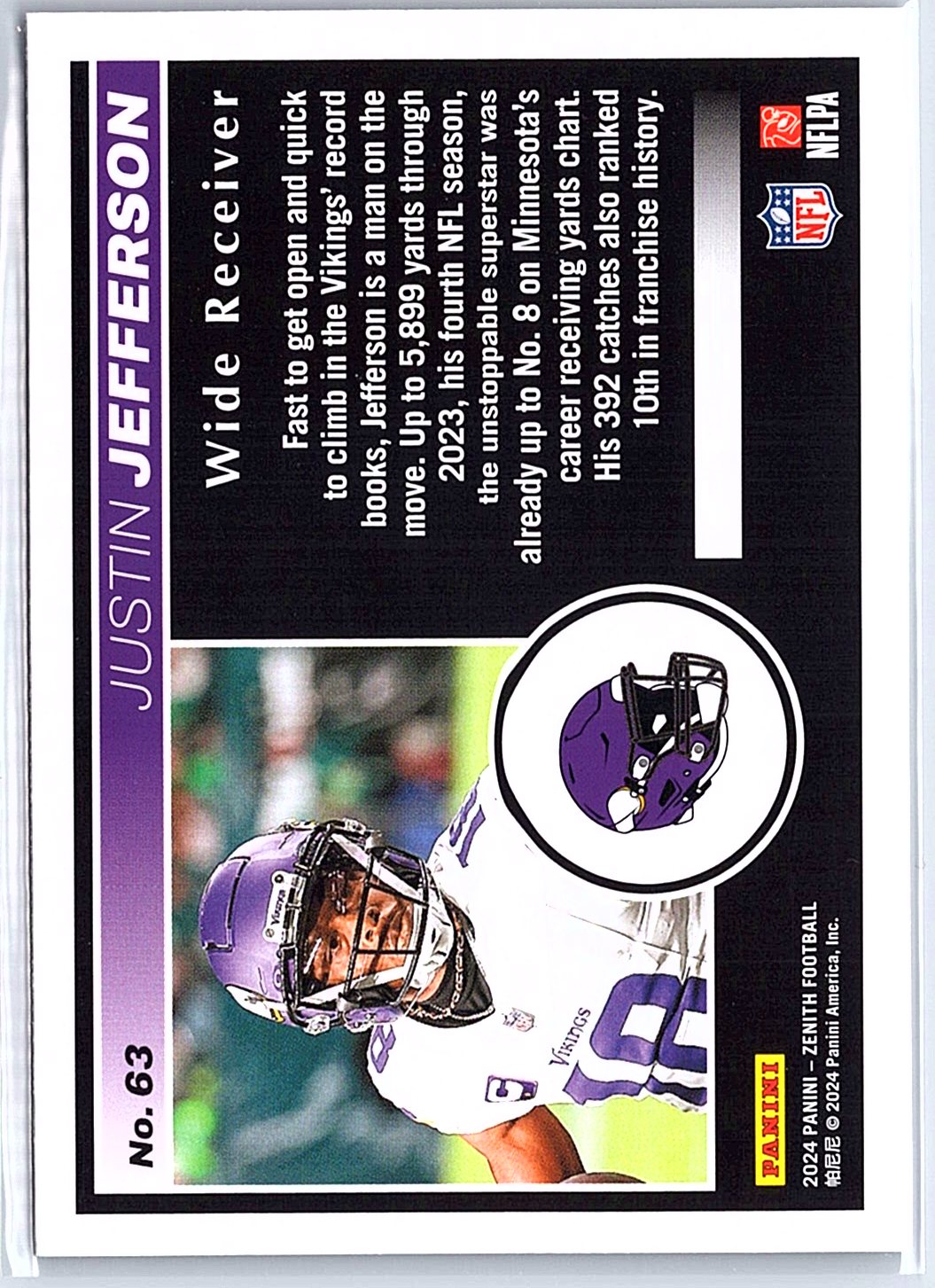 2024 Panini Zenith #63 Justin Jefferson
