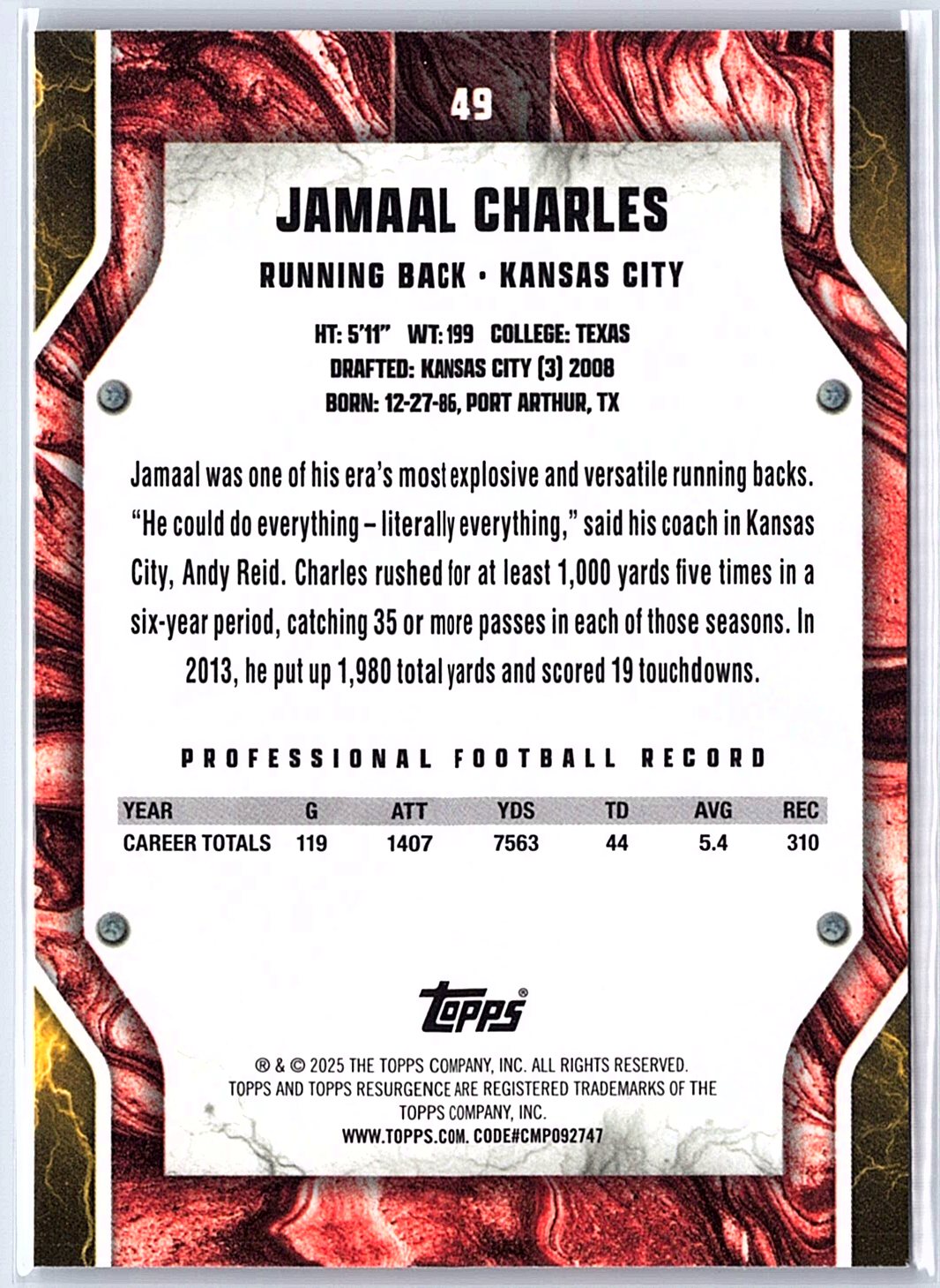 2024 Topps Resurgence #49 Jamaal Charles