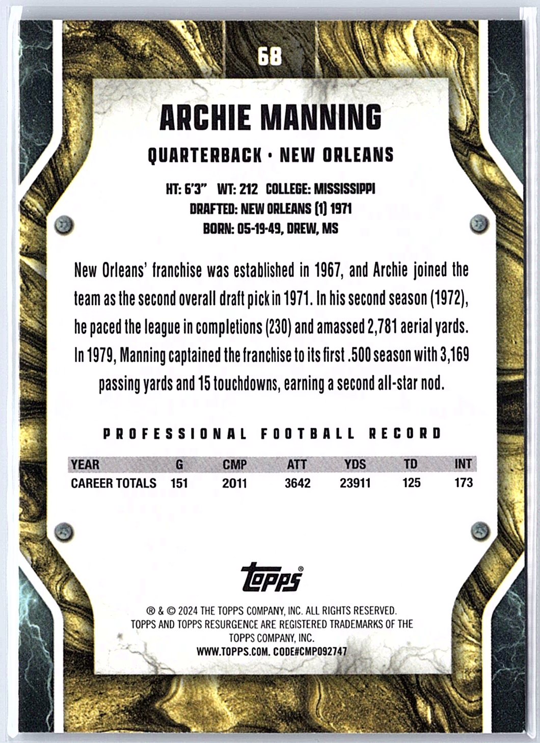 2024 Topps Resurgence #68 Archie Manning