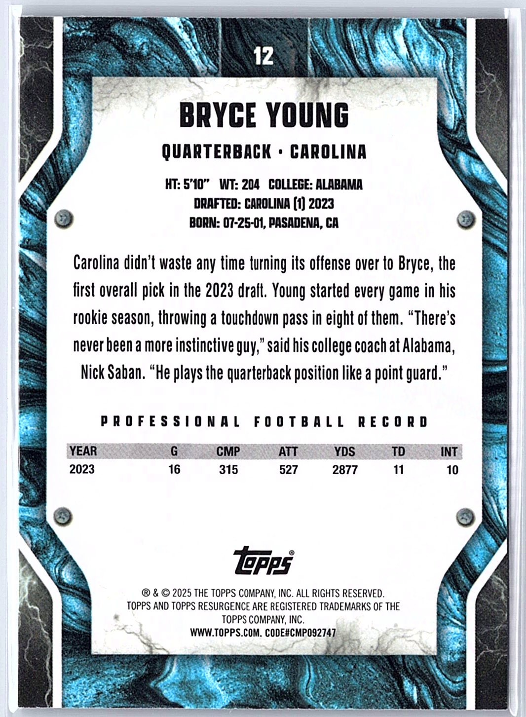 2024 Topps Resurgence #12 Bryce Young