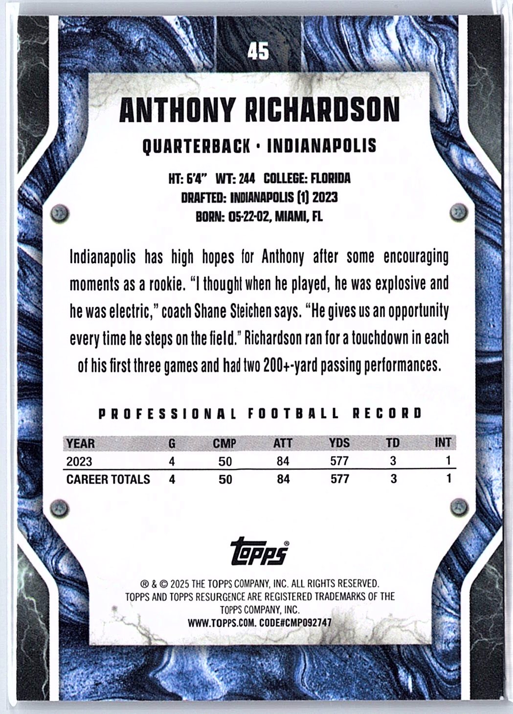 2024 Topps Resurgence #45 Anthony Richardson