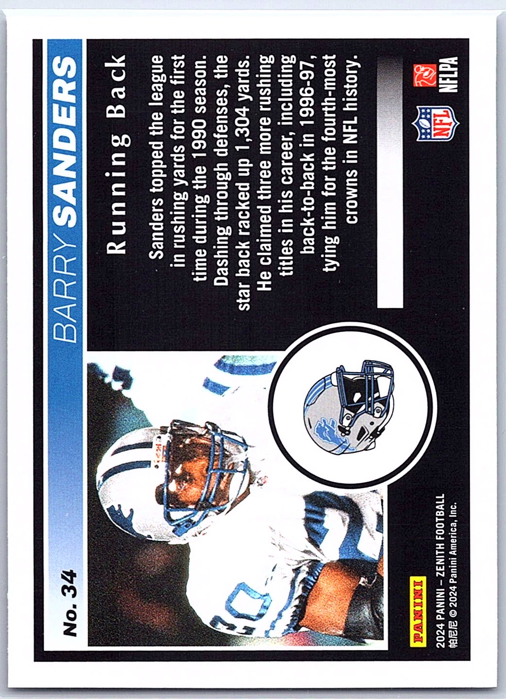 2024 Panini Zenith #34 Barry Sanders