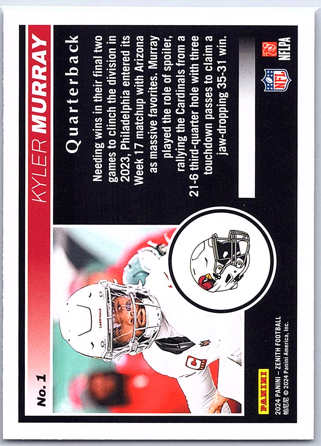 2024 Panini Zenith #1 Kyler Murray