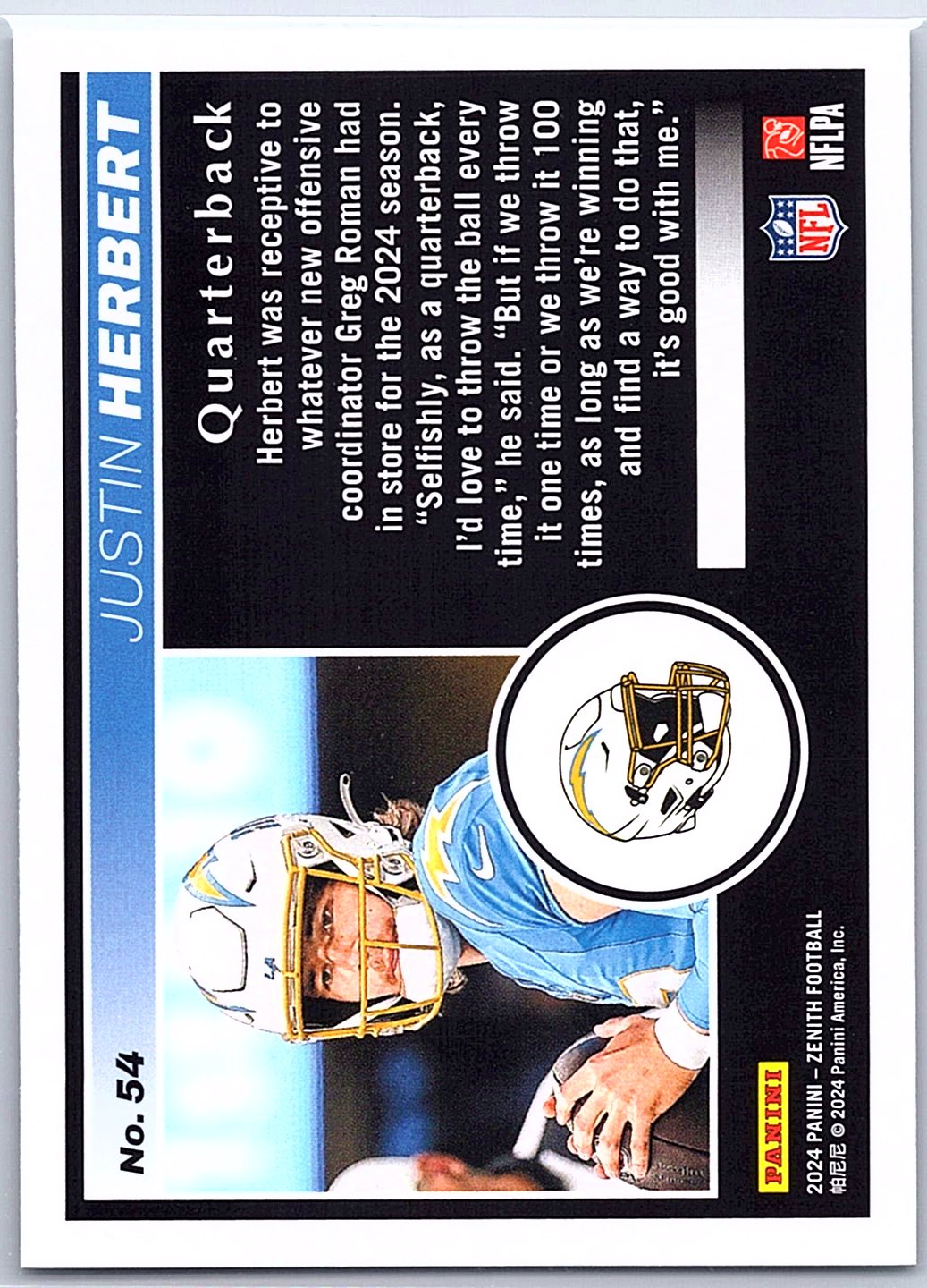2024 Panini Zenith #54 Justin Herbert