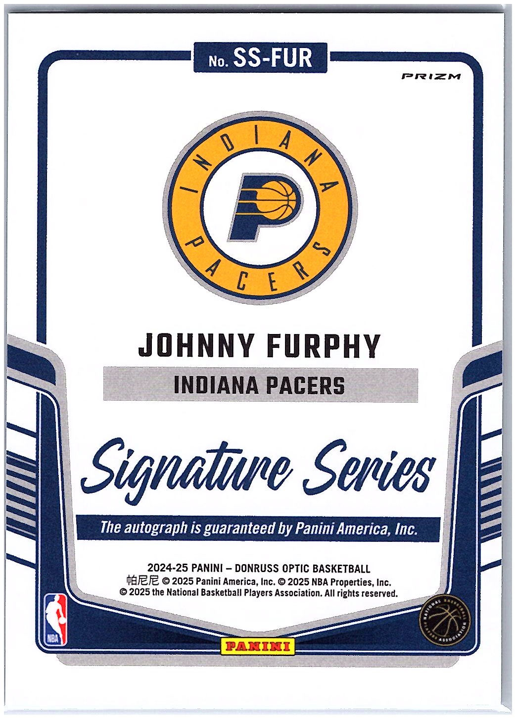 2024-25 Donruss Optic #SS-FUR Johnny Furphy Signature Series Holo