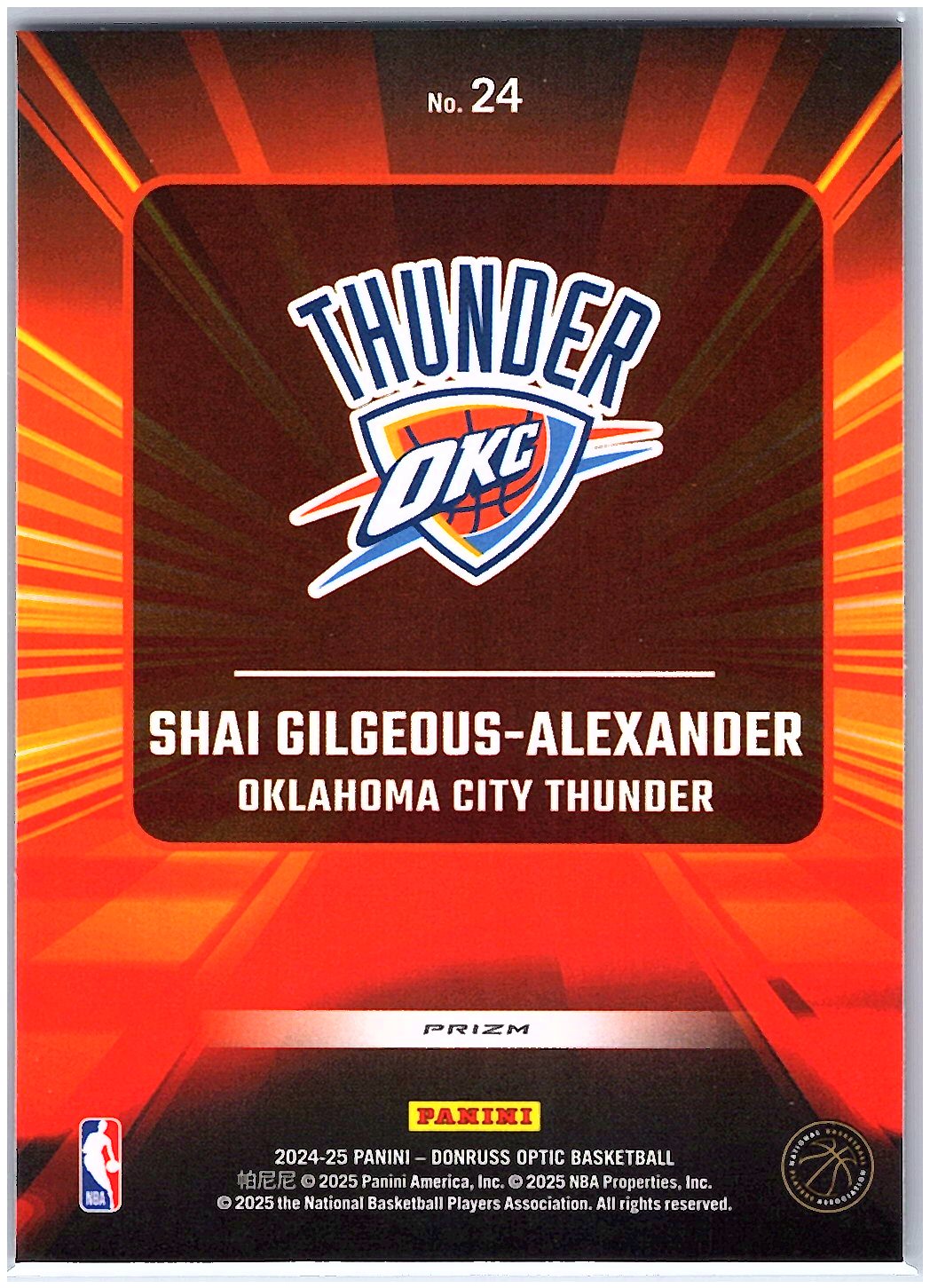 2024-25 Donruss Optic #24 Shai Gilgeous-Alexander Express Lane Purple