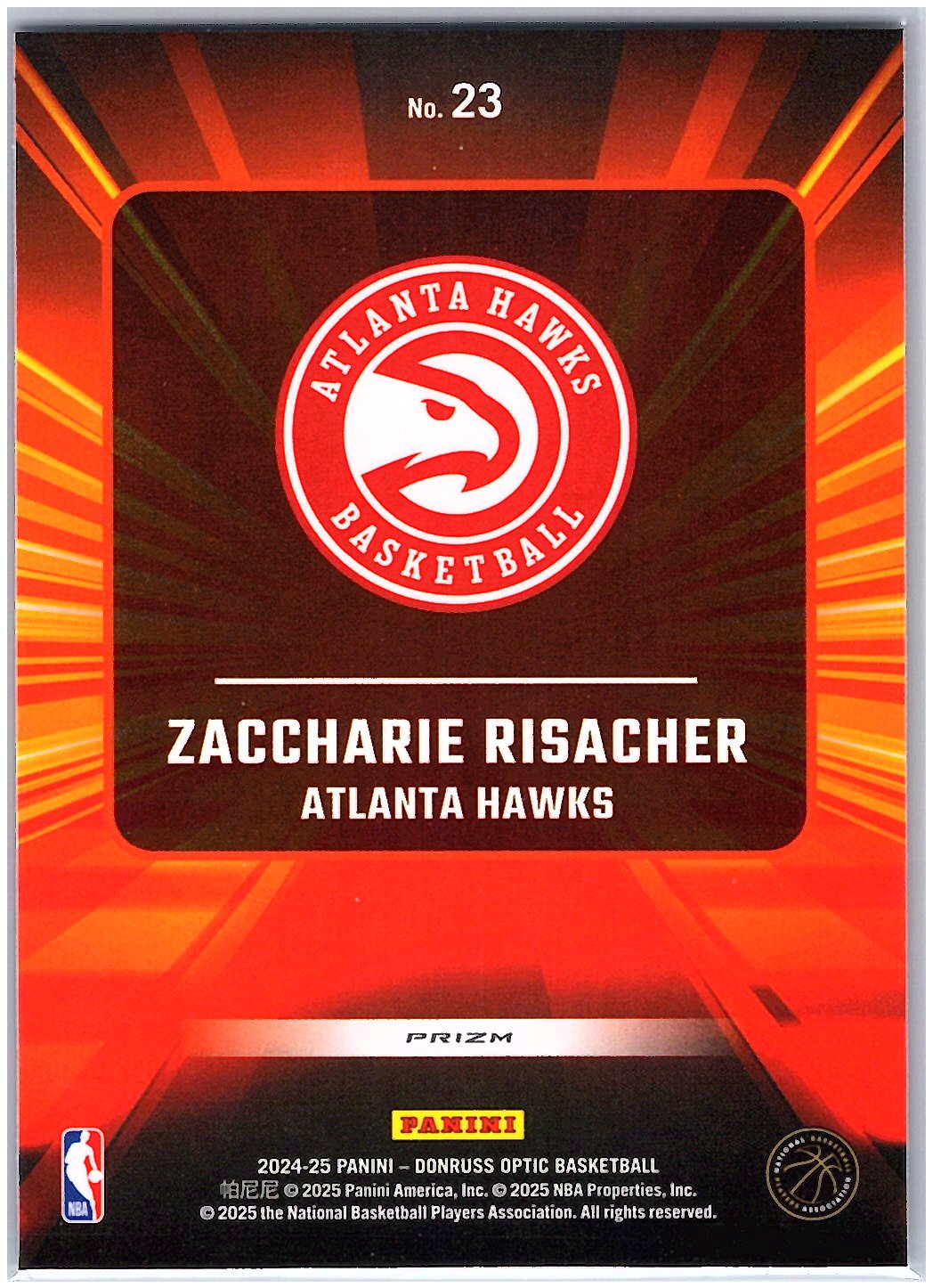 2024-25 Donruss Optic #23 Zaccharie Risacher Express Lane Purple