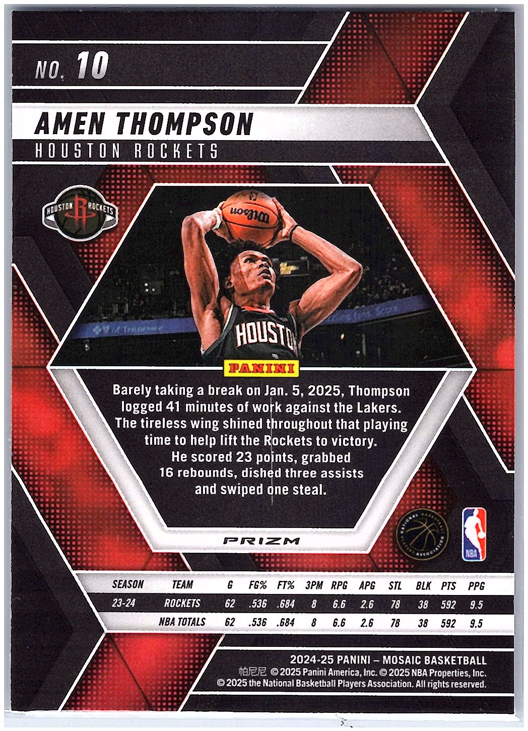 2024-25 Panini Mosaic #10 Amen Thompson Silver