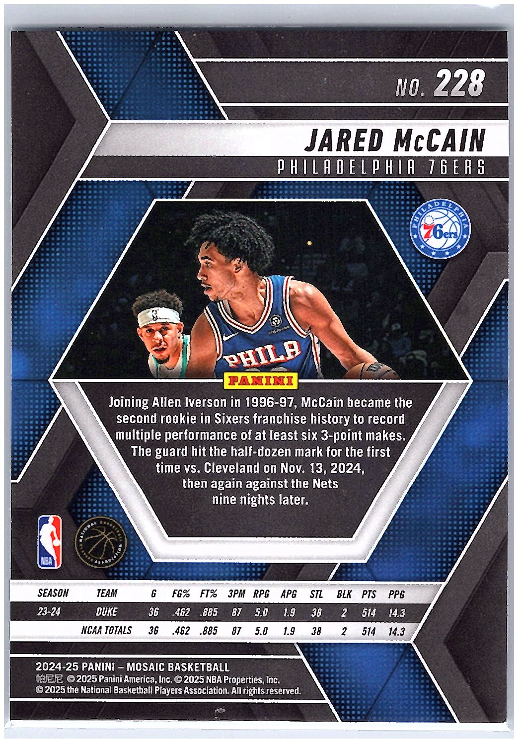 2024-25 Panini Mosaic #228 Jared McCain