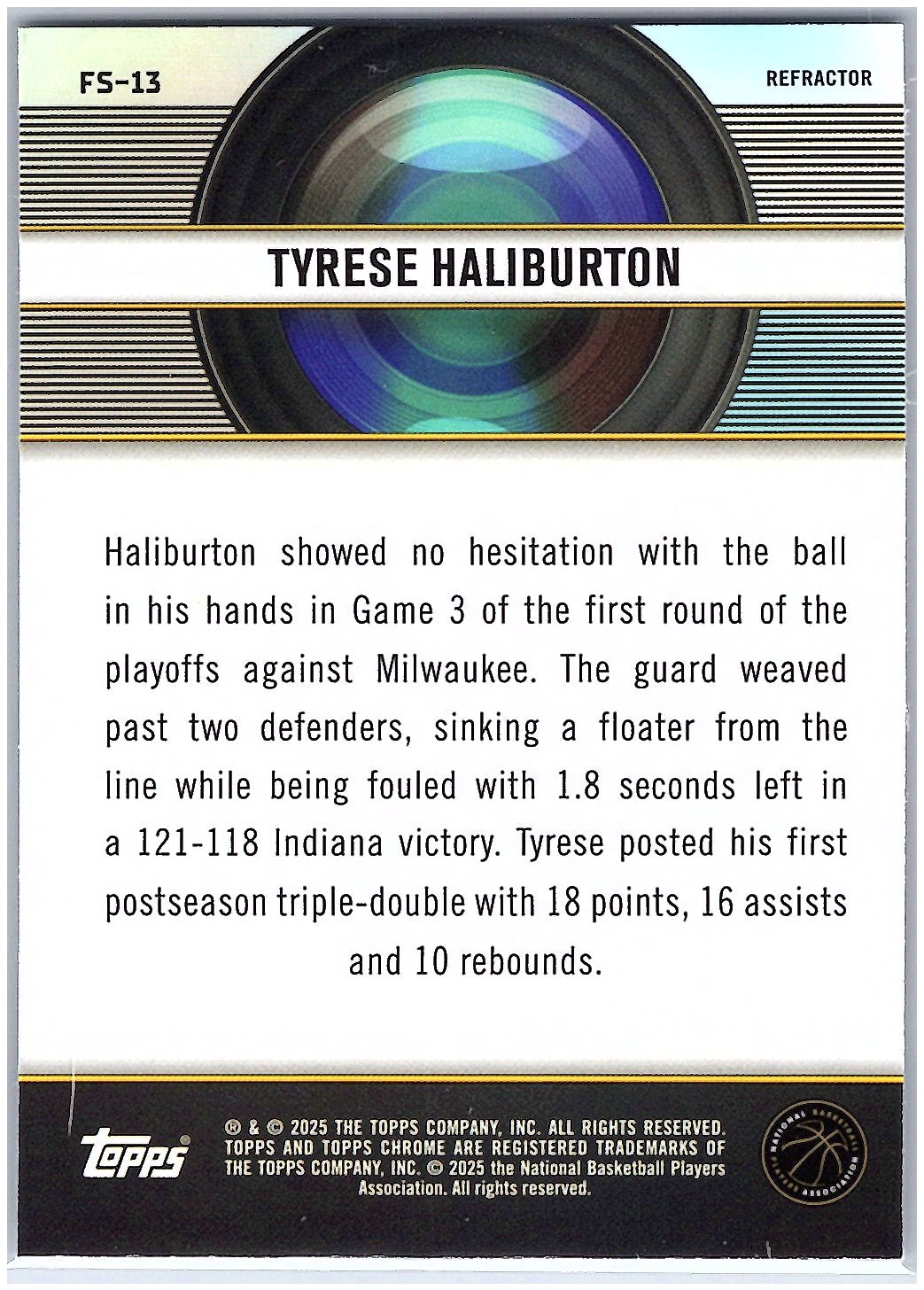2024-25 Topps Chrome #FS-13 Tyrese Haliburton Film Study