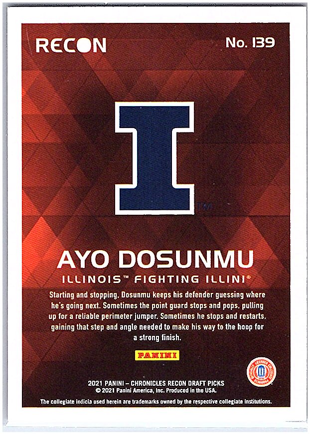 2021 Panini Chronicles Active Picks #139 Ayo Dosunmu Pink