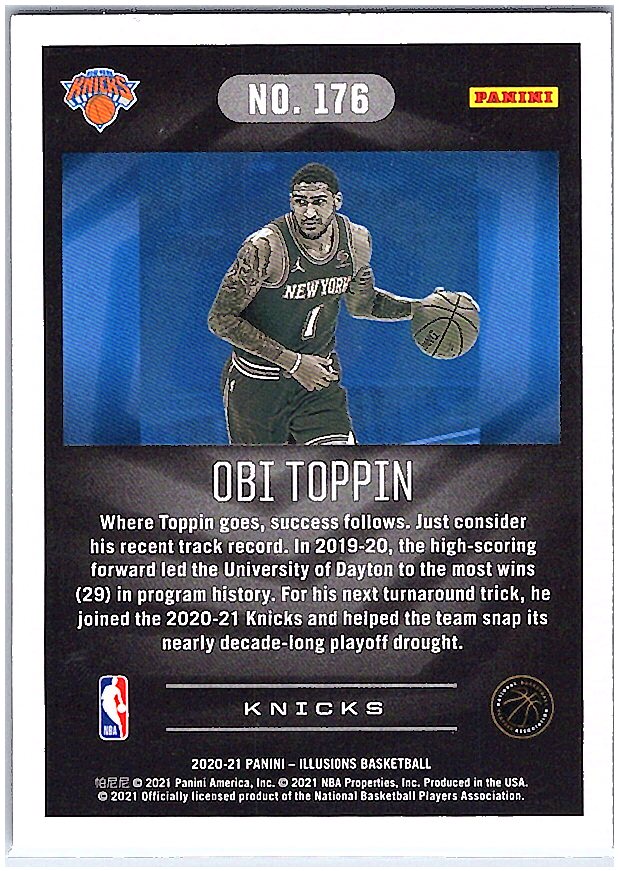 2020-21 Panini Illusions #176 Obi Toppin