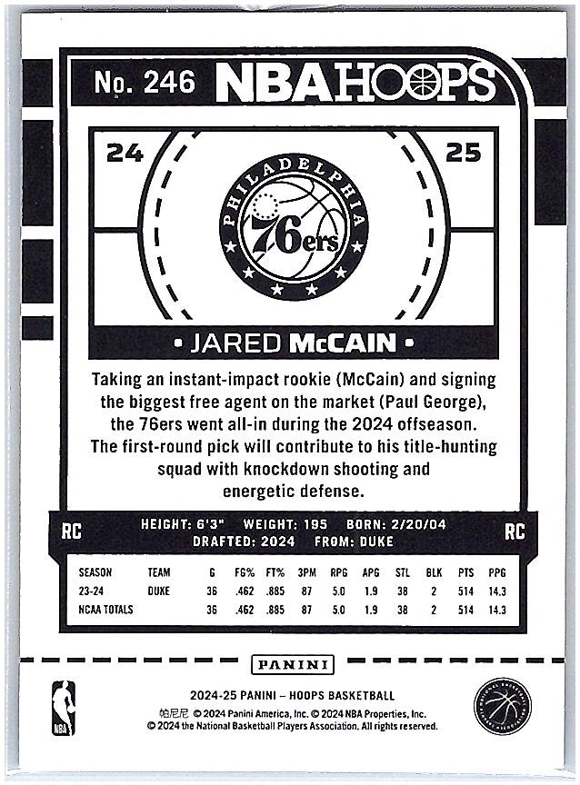 2024-25 Hoops - Yellow Flood #246 Jared McCain
