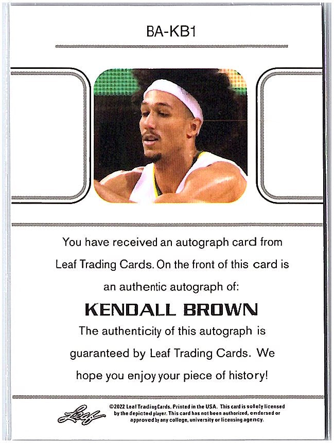 2021-22 Leaf Memories - 1990 Base Autographs Green #BA-KB1 Kendall Brown #/50