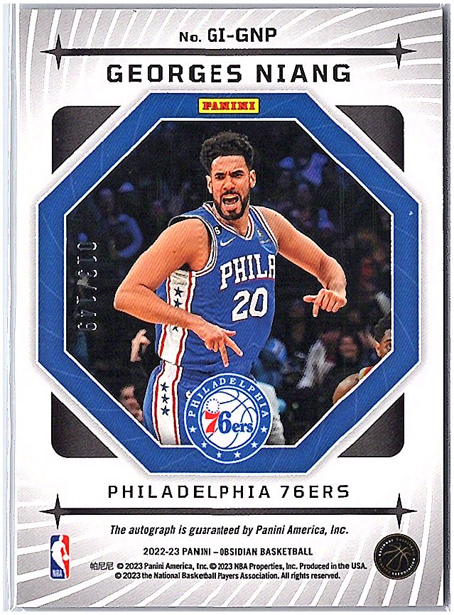 2022-23 Panini Obsidian #GI-GNP Georges Niang Galaxy Ink #/149