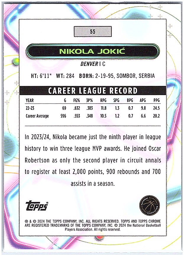 2023-24 Topps Chrome Cosmic #55 Nikola Jokić