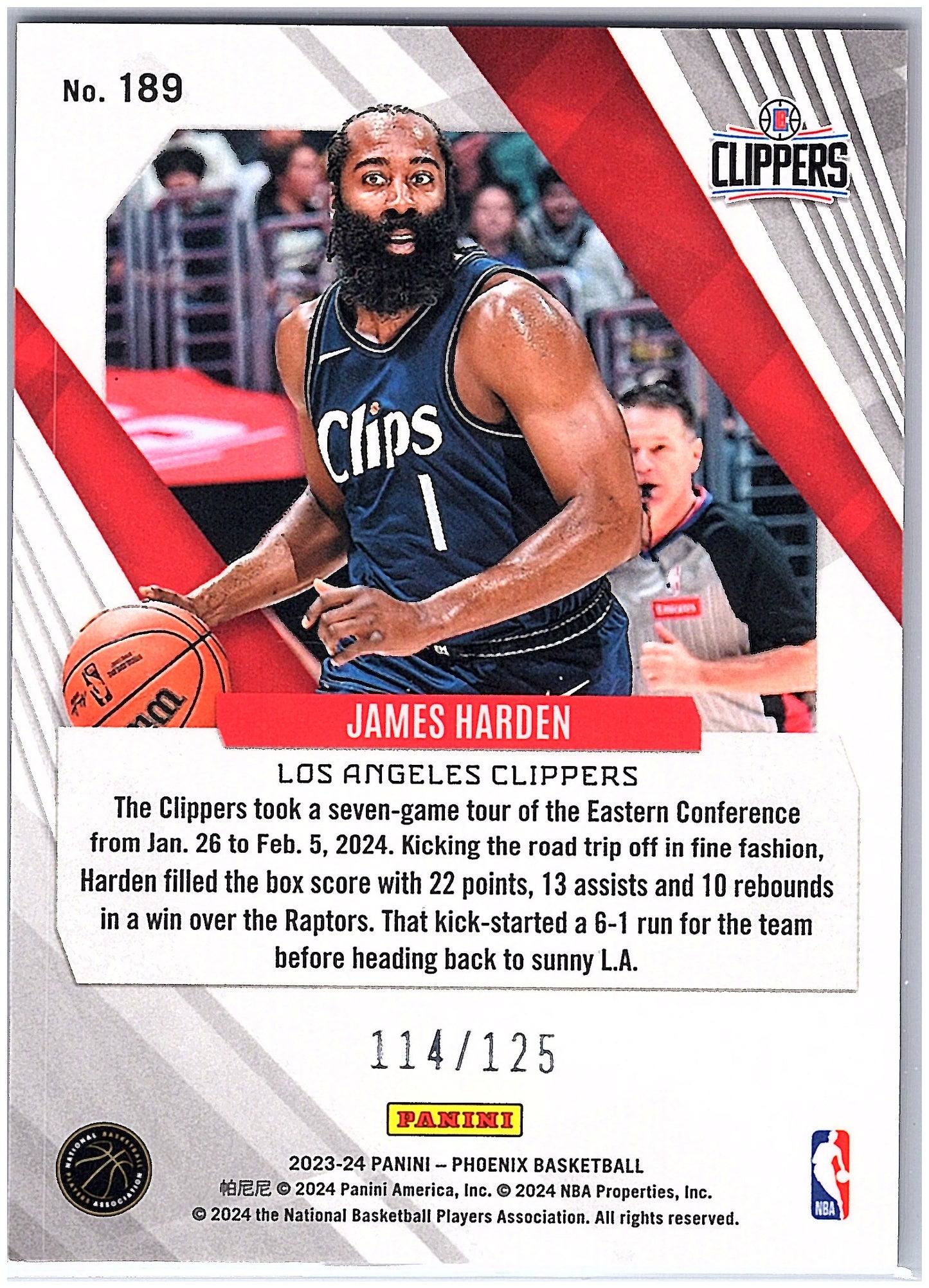 2023-24 Panini Phoenix #189 James Harden Phoenix White Ice #/125