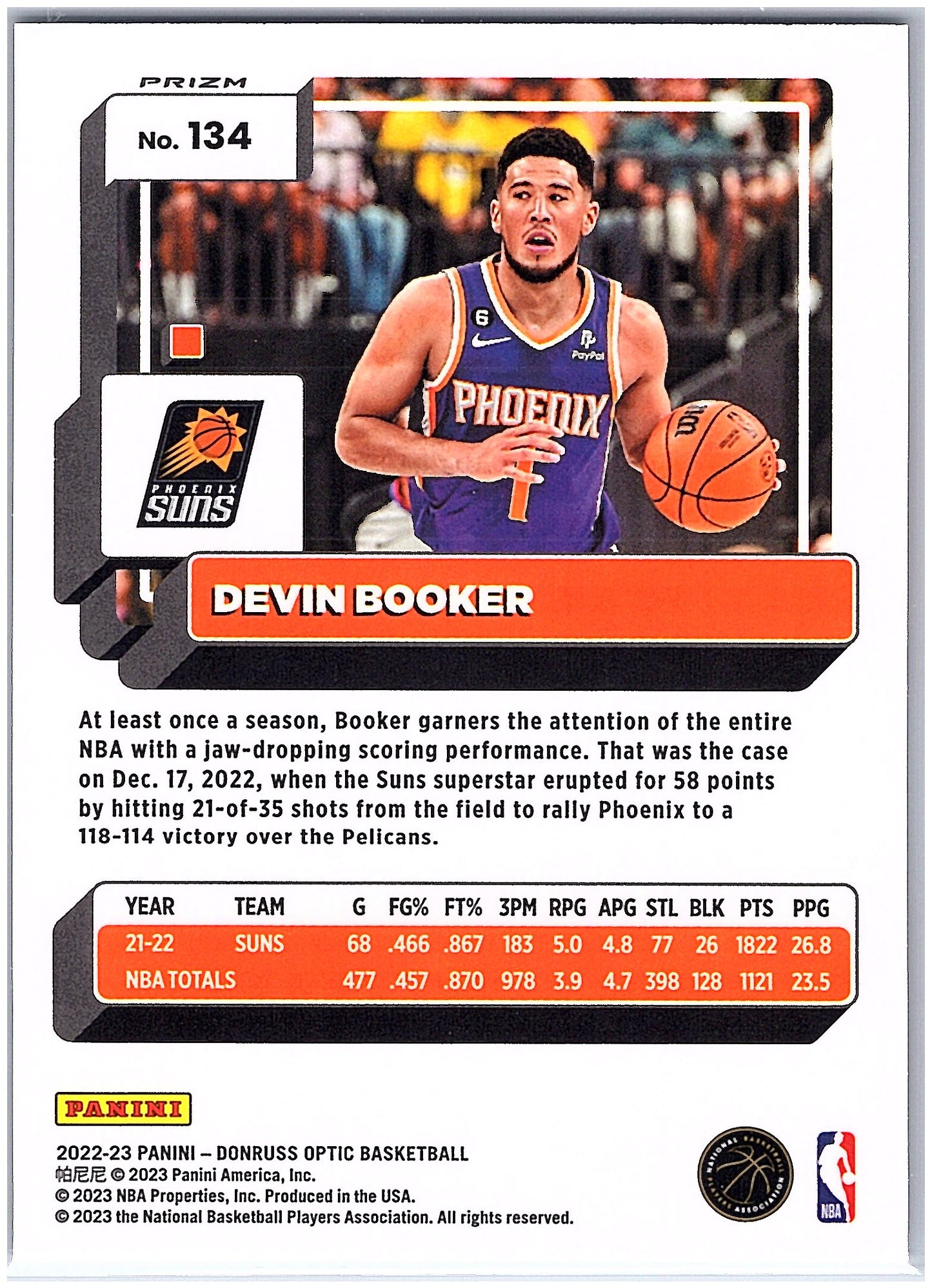 2022-23 Donruss Optic #134 Devin Booker Holo
