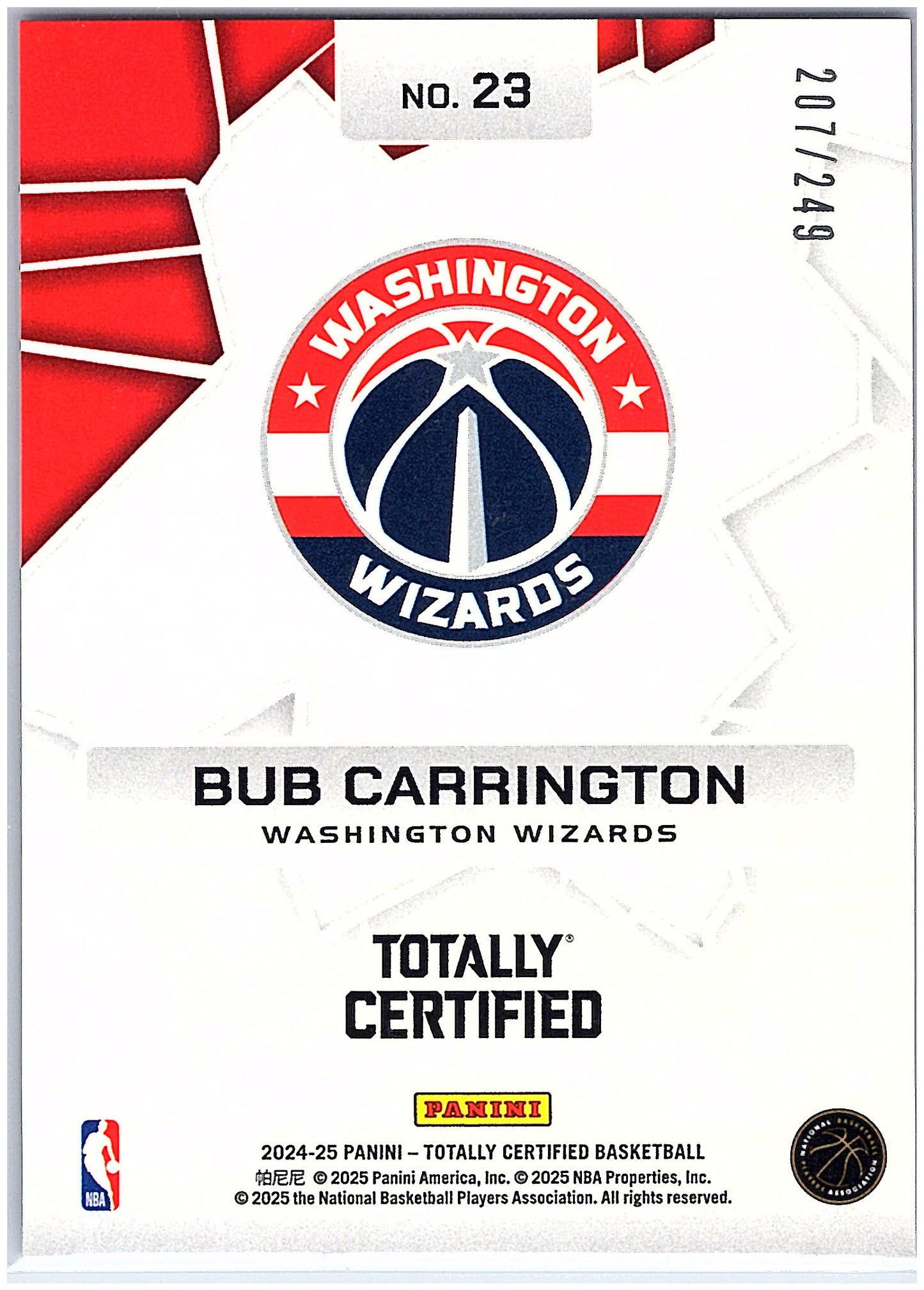 2024-25 Panini TC #23 Bub Carrington Rock the Rim Mirror Neon Orange