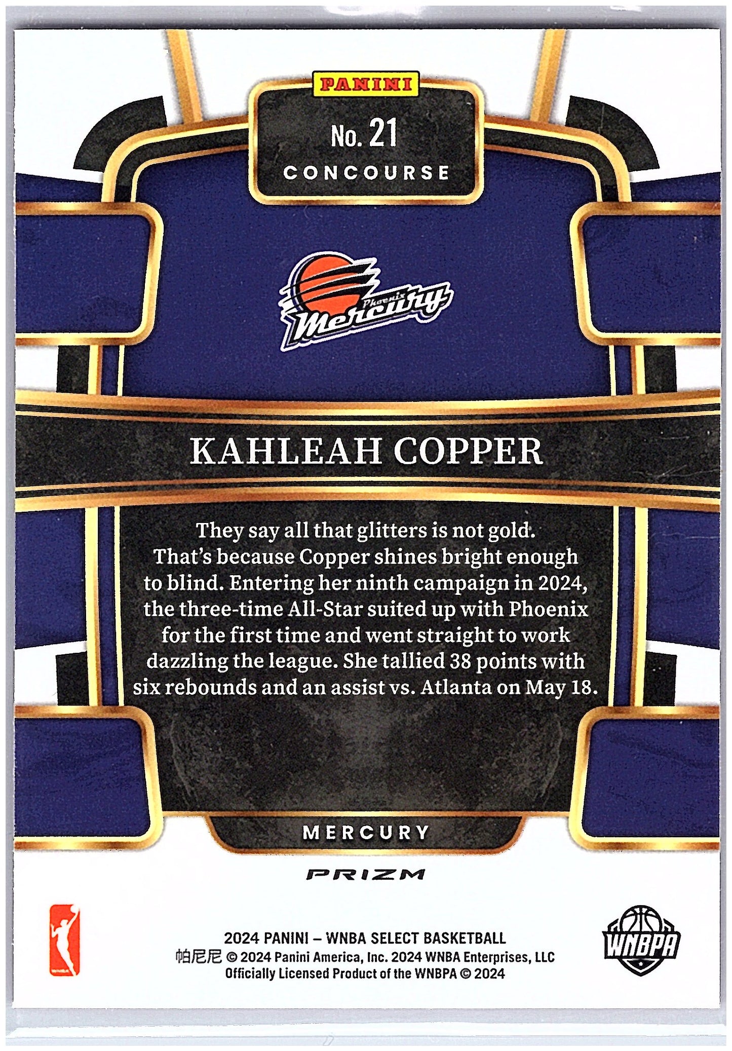 2024 Panini Select WNBA #21 Kahleah Copper Prizms Pink Ice