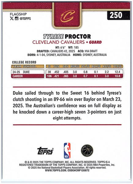 2025-26 Topps #250 Tyrese Proctor Sandglitter