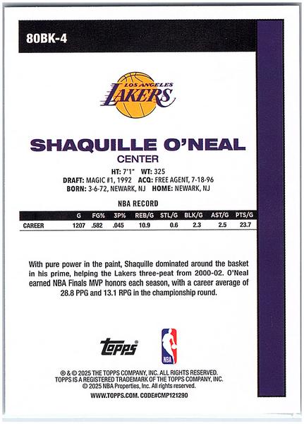 2025-26 Topps #80BK-4 Shaquille O'Neal 1980-81 Topps Basketball