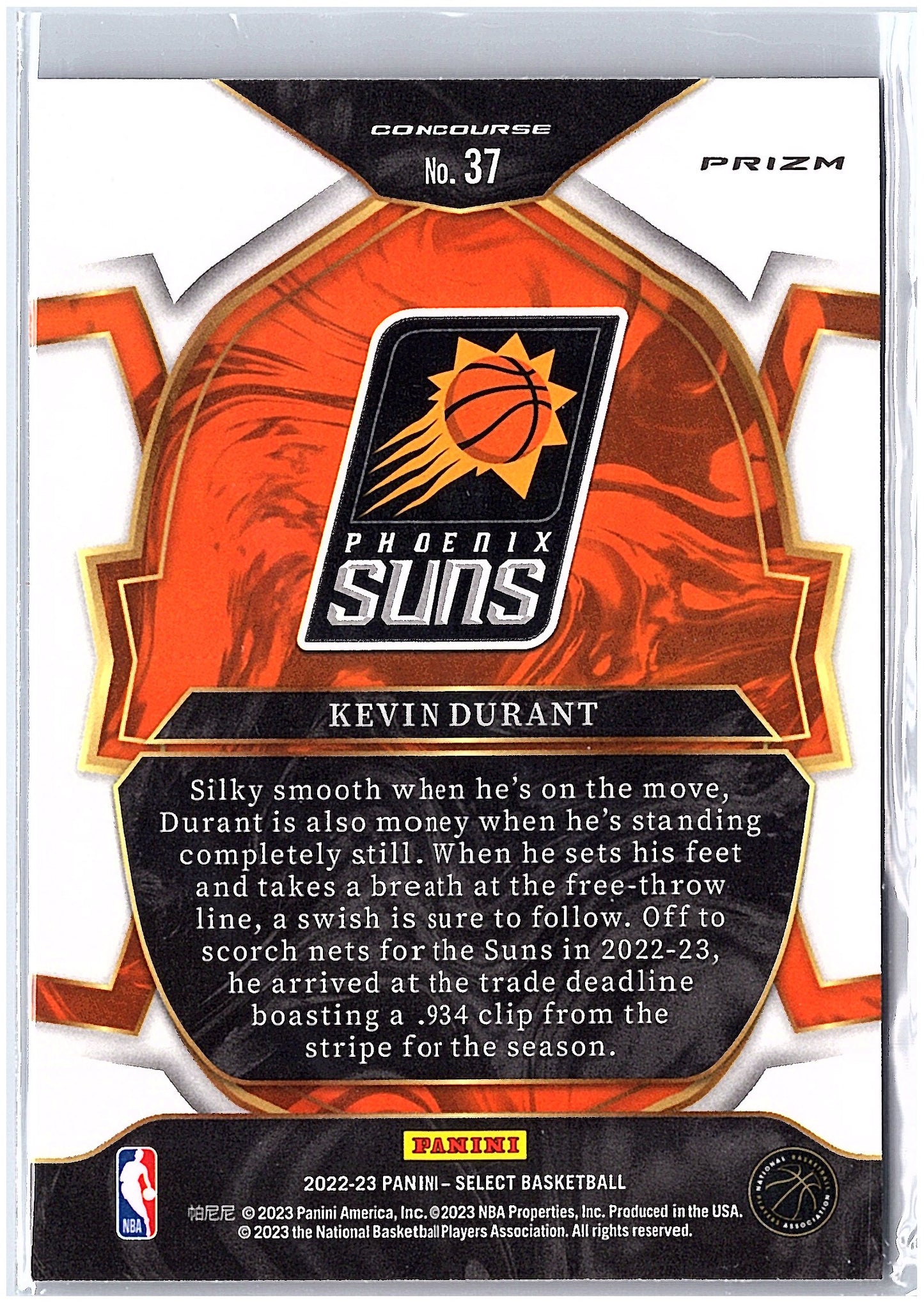 2022-23 Panini Select #37 Kevin Durant Blue Cracked Ice Prizms