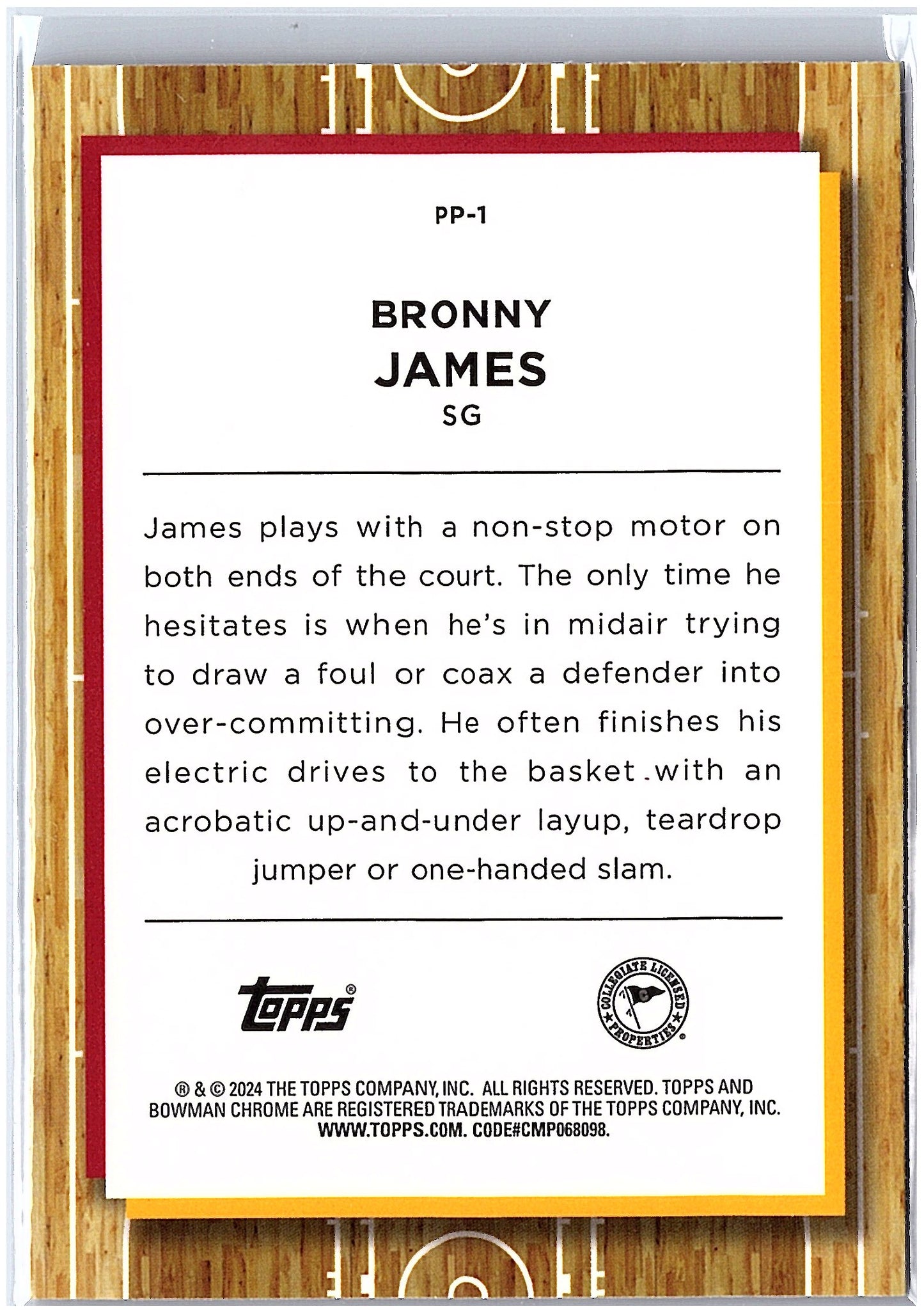 2023-24 Bowman University Chrome #PP-1 Bronny James Prodigal Playmakers